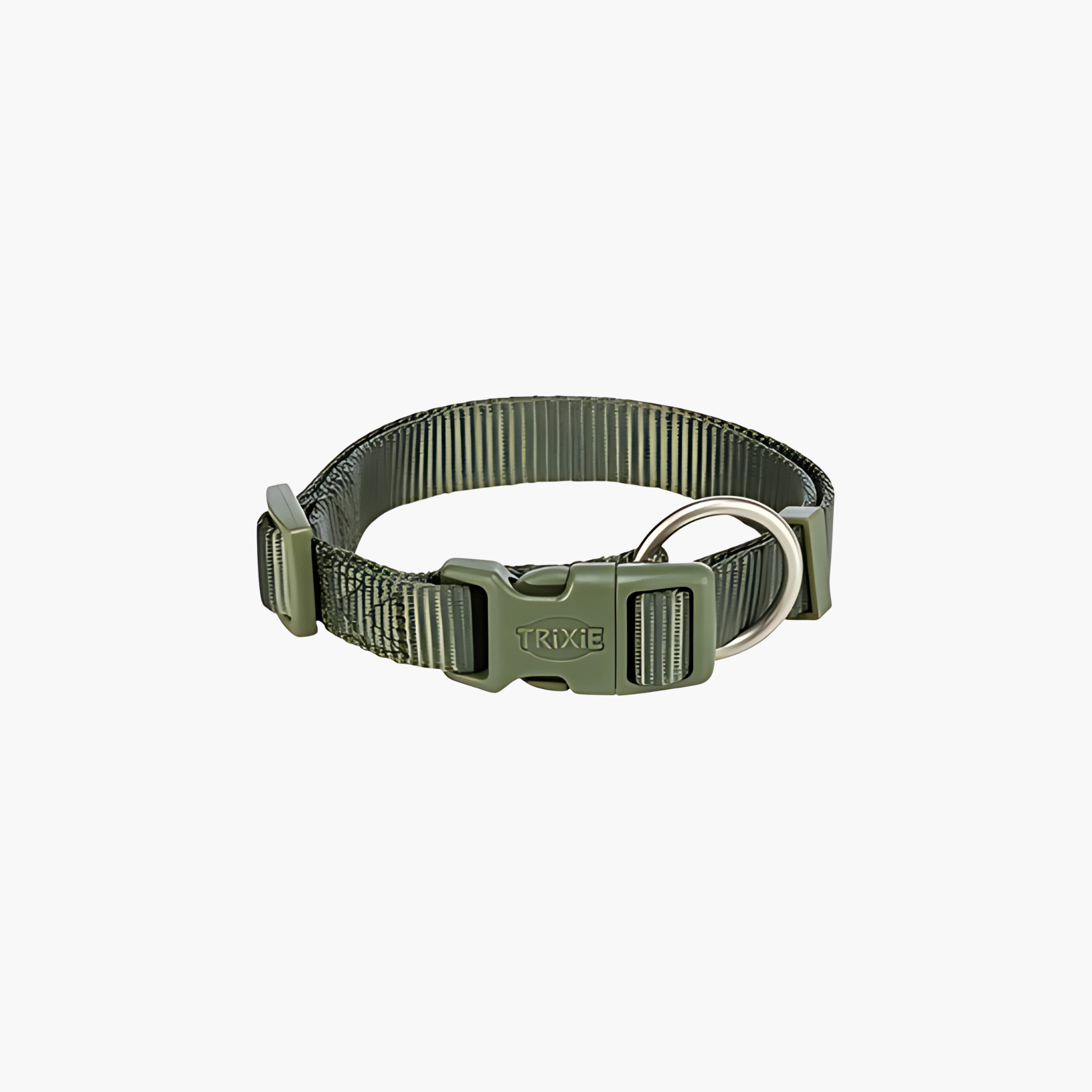Trixie hondenhalsband Premium in olijfgroen, verstelbaar, comfortabel en stevig.
